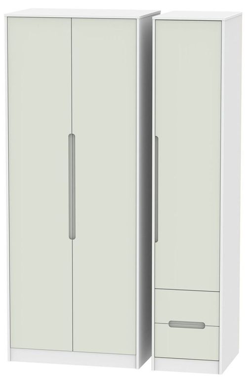 Monaco Cashmere and White 3 Door Tall Triple Wardrobe - RHF 2 Drawers