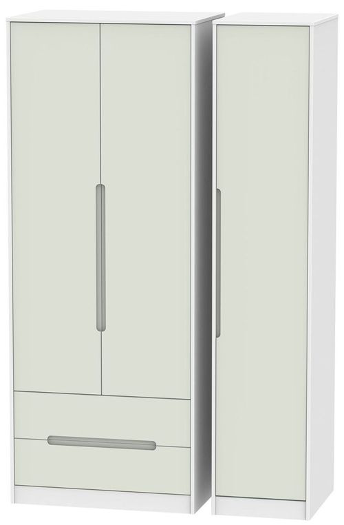 Monaco Cashmere and White 3 Door Tall Triple Wardrobe - LHF 2 Drawers