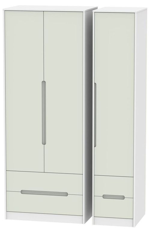 Monaco Cashmere and White 3 Door Tall Triple Wardrobe - 4 Drawers