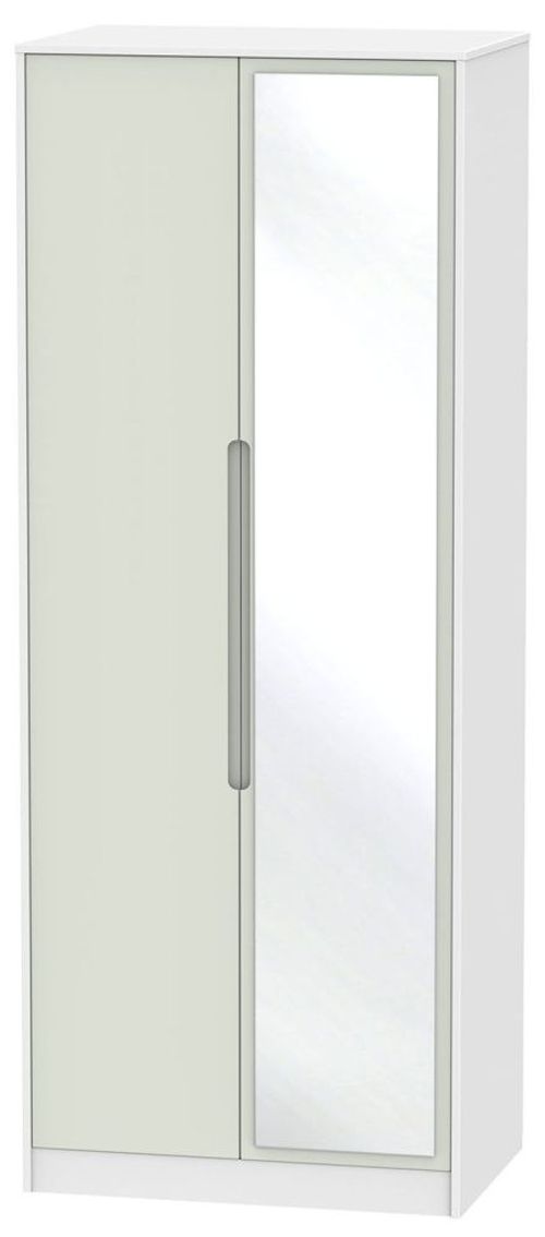 Monaco Cashmere and White 2 Door Tall Wardrobe - 1 Mirror
