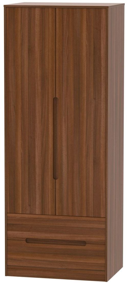 Monaco Noche Walnut 2 Door 2 Drawer Tall Wardrobe