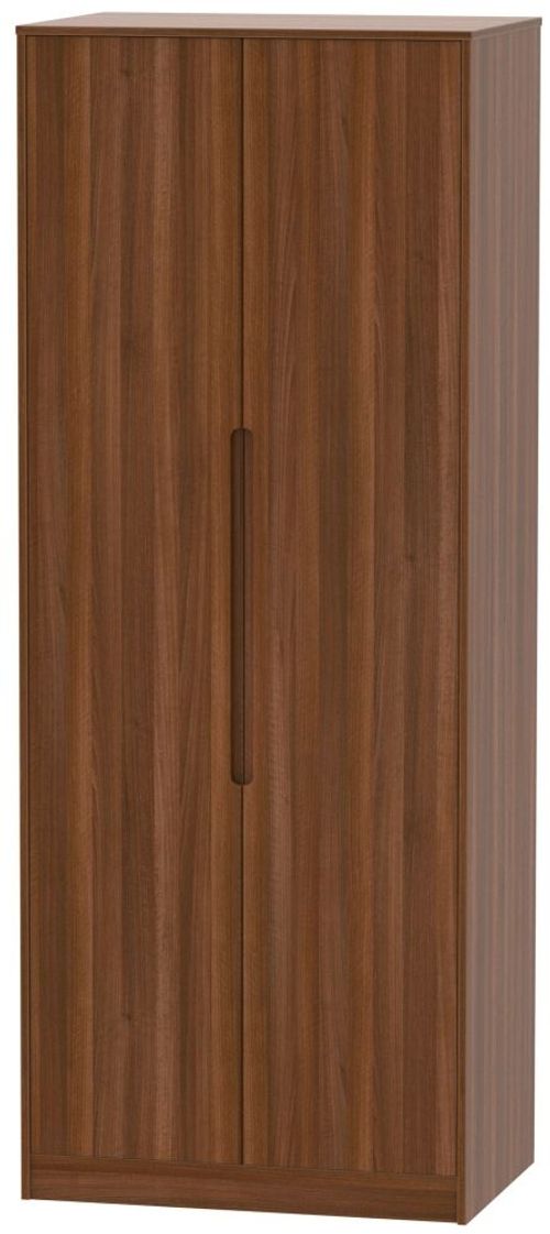 Monaco Noche Walnut 2 Door Plain Tall Wardrobe