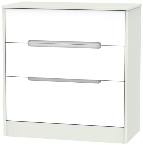Monaco White and Cashmere 3 Drawer Deep Chest