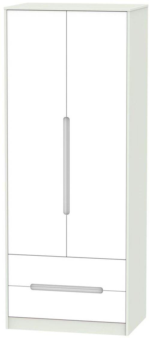 Monaco White and Cashmere 2 Door 2 Drawer Tall Wardrobe