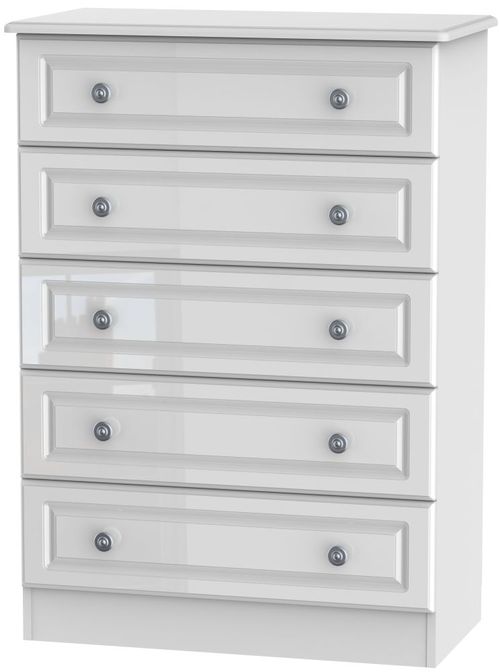 Pembroke White Gloss 5 Drawer Chest