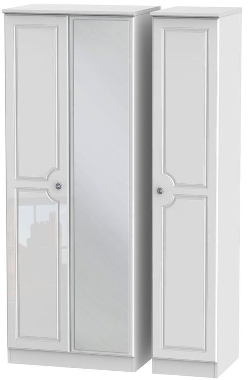Pembroke White Gloss 3 Door Tall Triple Wardrobe - 1 Mirror