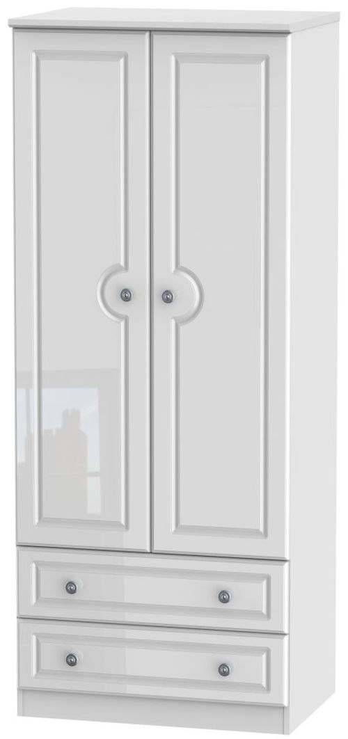 Pembroke White Gloss 2 Door 2 Drawer Double Wardrobe