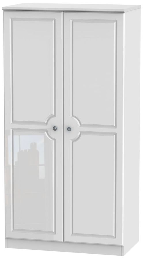 Pembroke White Gloss 2 Door Plain Wardrobe - H 182.4cm
