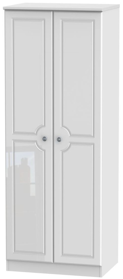 Pembroke White Gloss 2 Door Plain Tall Wardrobe