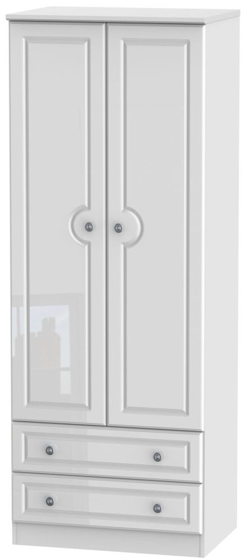 Pembroke White Gloss 2 Door 2 Drawer Tall Wardrobe