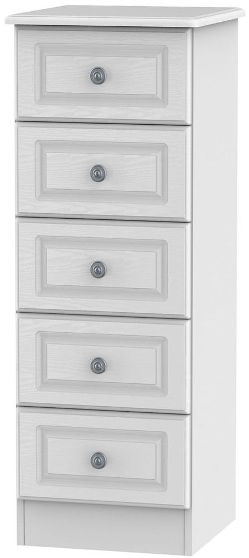 Pembroke White 5 Drawer Narrow Chest