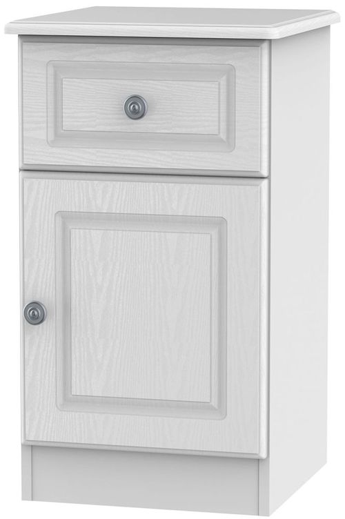 Pembroke White 1 Door 1 Drawer Bedside Cabinet RHF