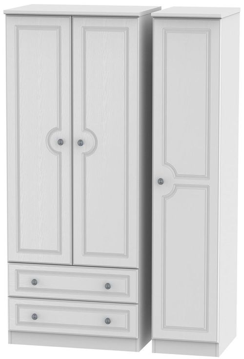 Pembroke White 3 Door Triple Wardrobe - LHF 2 Drawers