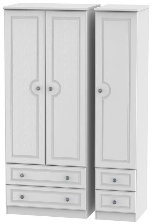 Pembroke White 3 Door Triple Wardrobe - 4 Drawers