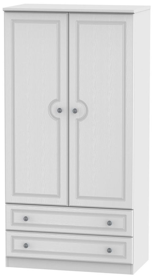 Pembroke White 2 Door 2 Drawer Double Wardrobe - H 182.4cm