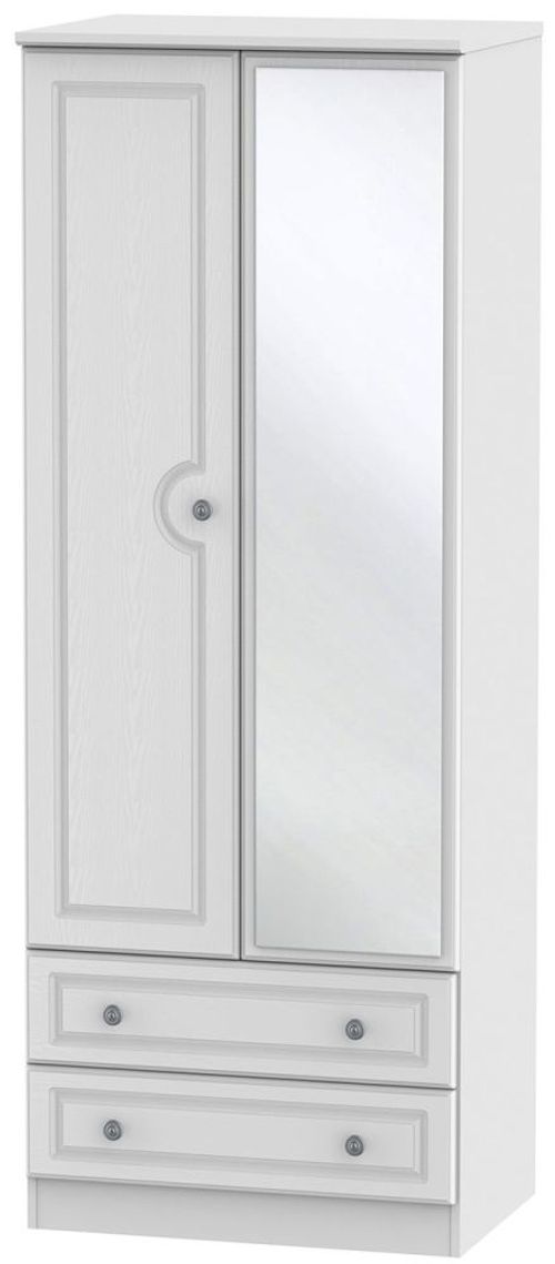 Pembroke White 2 Door Tall Combi Wardrobe - 1 Mirror