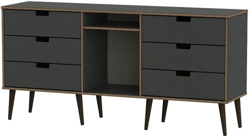 Shanghai Graphite 150cm TV Unit with Black Wooden Legs
