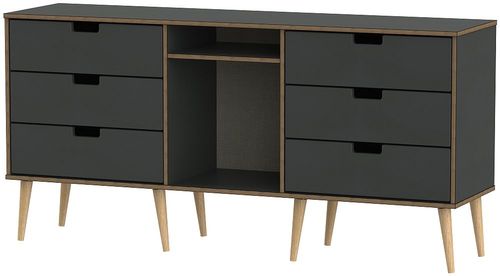 Shanghai Graphite 150cm TV Unit with Natural Wooden Legs