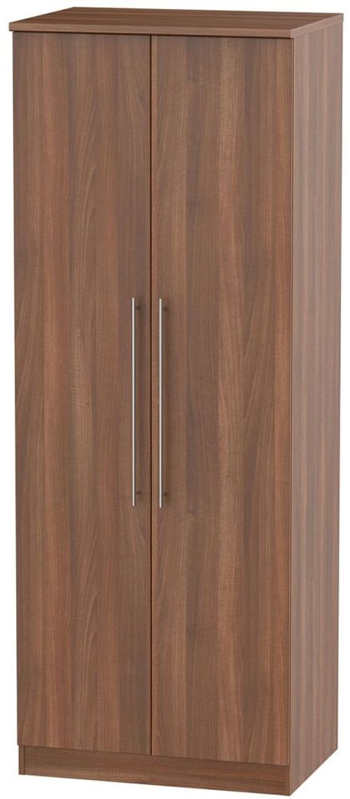 Sherwood Walnut Effect 2 Door Plain Tall Wardrobe