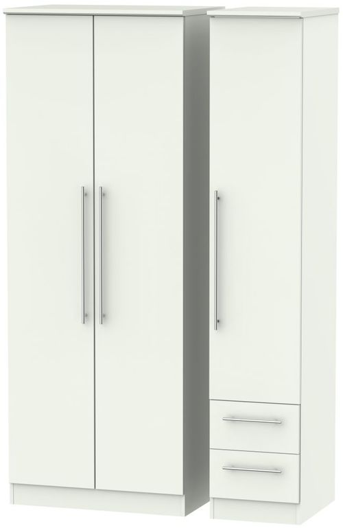 Sherwood Porcelain 3 Door Tall Triple Wardrobe - RHF 2 Drawers