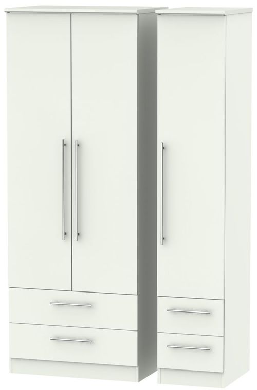 Sherwood Porcelain 3 Door Tall Triple Wardrobe - 4 Drawers