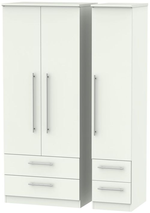 Sherwood Porcelain 3 Door Triple Wardrobe - 4 Drawers