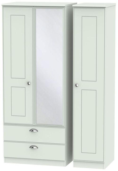 Victoria Grey 3 Door Combi Wardrobe - 1 Mirror and LHF 2 Drawers