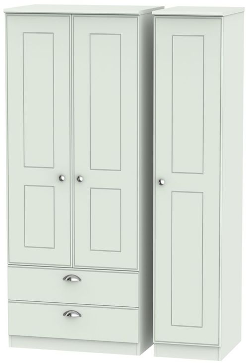 Victoria Grey 3 Door Triple Wardrobe - LHF 2 Drawers