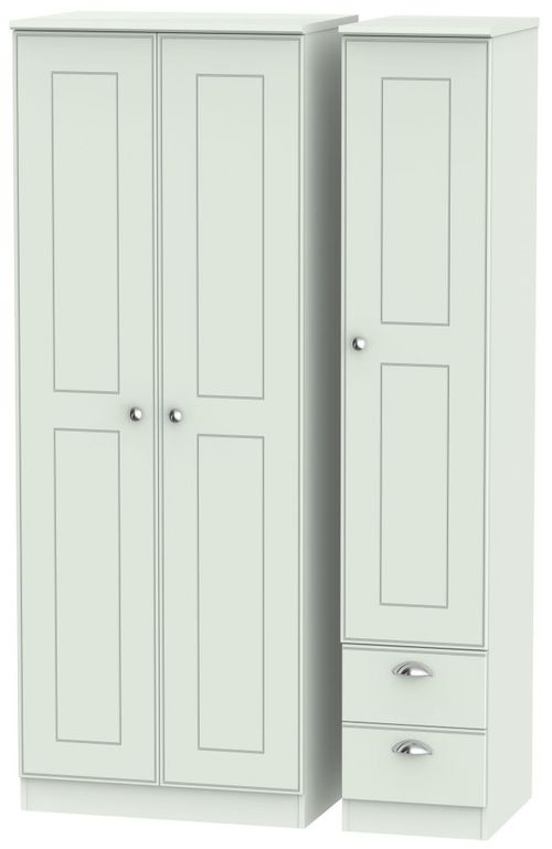 Victoria Grey 3 Door Tall Triple Wardrobe - RHF 2 Drawers