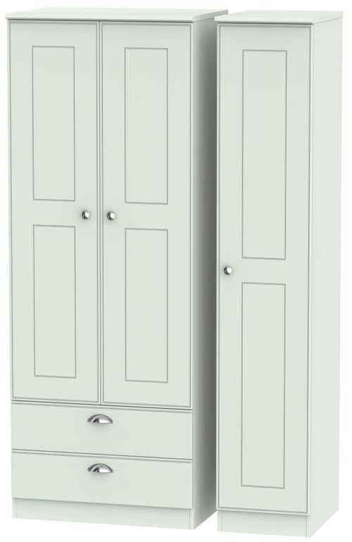 Victoria Grey 3 Door Tall Triple Wardrobe - LHF 2 Drawers