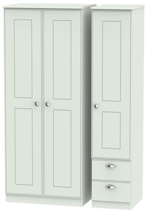 Victoria Grey 3 Door Triple Wardrobe - RHF 2 Drawers