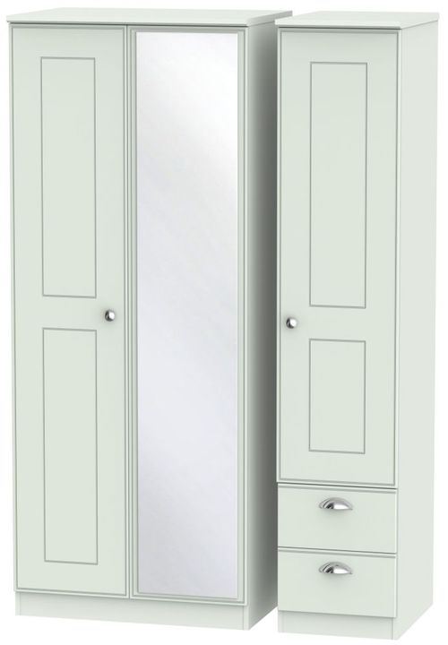 Victoria Grey 3 Door Combi Wardrobe - 1 Mirror and RHF 2 Drawers