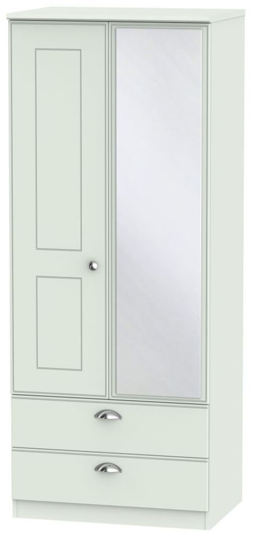 Victoria Grey 2 Door Combi Wardrobe - 1 Mirror