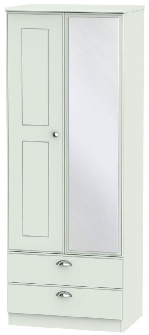Victoria Grey 2 Door Tall Combi Wardrobe - 1 Mirror