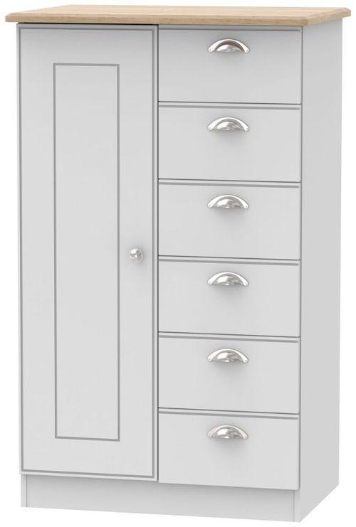 Victoria Grey and Riviera Oak 1 Door Childern Wardrobe