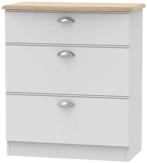 Victoria Grey and Riviera Oak 3 Drawer Deep Chest