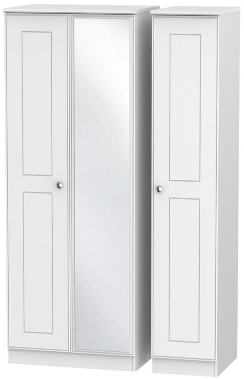 Victoria White 3 Door Tall Triple Wardrobe - 1 Mirror