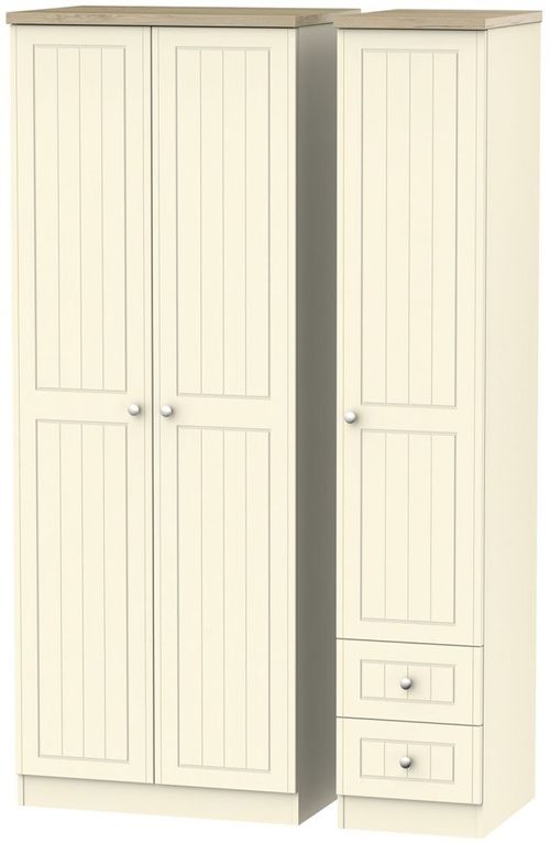 Vienna Cream 3 Door Tall Triple Wardrobe - RHF 2 Drawers