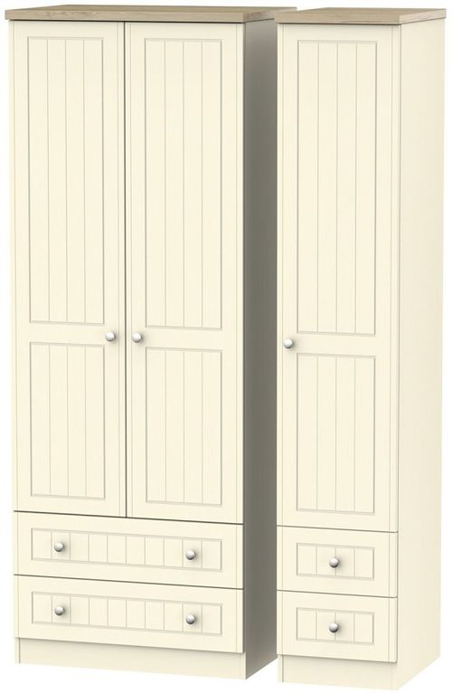 Vienna Cream 3 Door Tall Triple Wardrobe - 4 Drawers