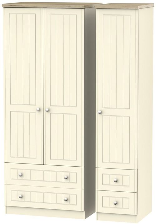 Vienna Cream 3 Door Triple Wardrobe - 4 Drawers