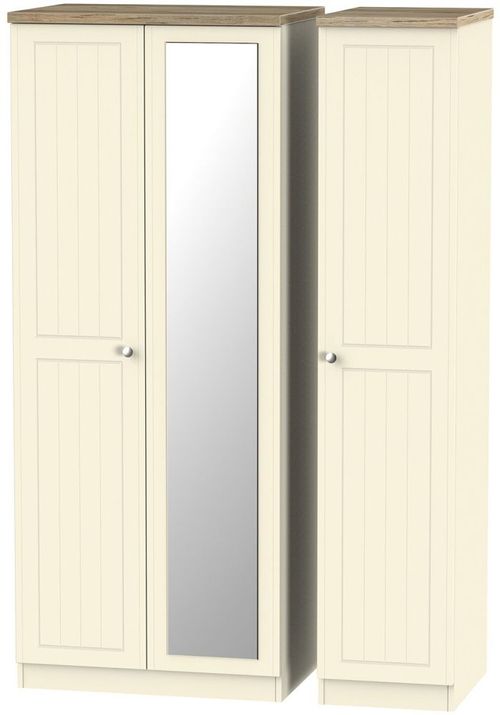 Vienna Cream 3 Door Triple Wardrobe - 1 Mirror