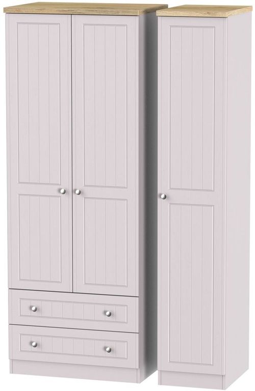 Vienna Cashmere 3 Door Tall Triple Wardrobe - LHF 2 Drawers