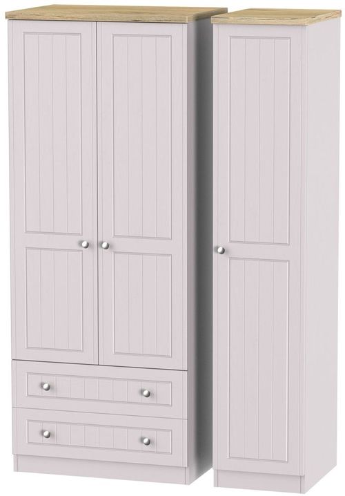Vienna Cashmere 3 Door Triple Wardrobe - LHF 2 Drawers