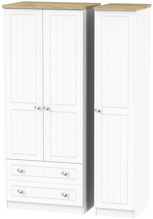 Vienna Porcelain 3 Door Triple Wardrobe - LHF 2 Drawers