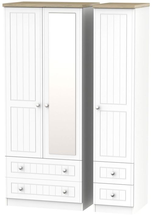 Vienna Porcelain 3 Door Combi Wardrobe - 1 Mirror