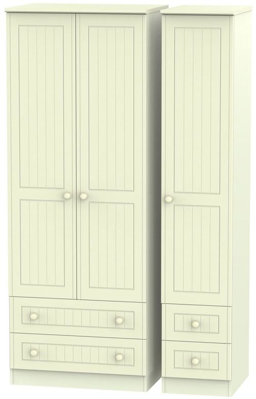 Warwick Cream 3 Door Tall Triple Wardrobe - 4 Drawers