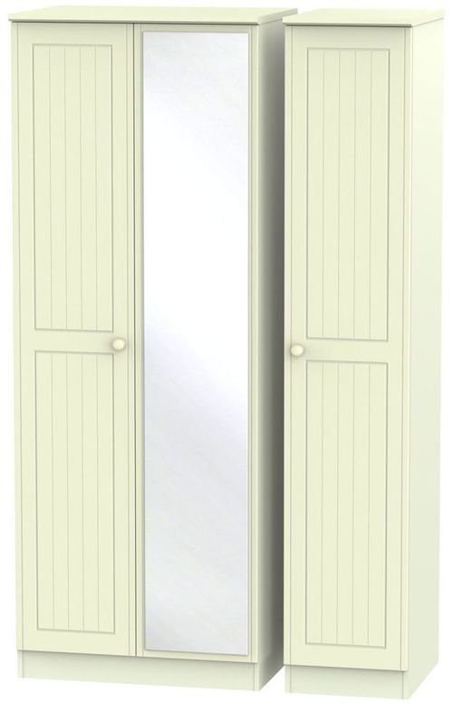 Warwick Cream 3 Door Tall Triple Wardrobe - 1 Mirror