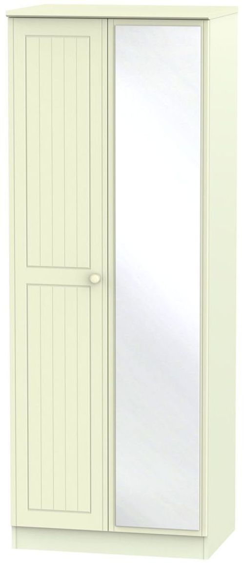 Warwick Cream 2 Door Tall Wardrobe - 1 Mirror