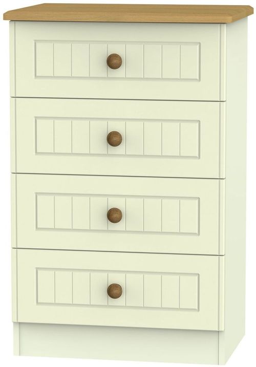 Warwick Cream and Oak 4 Drawer Midi Chest