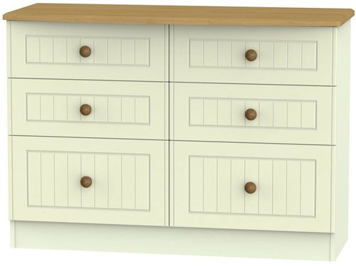 Warwick Cream and Oak 6 Drawer Midi Chest